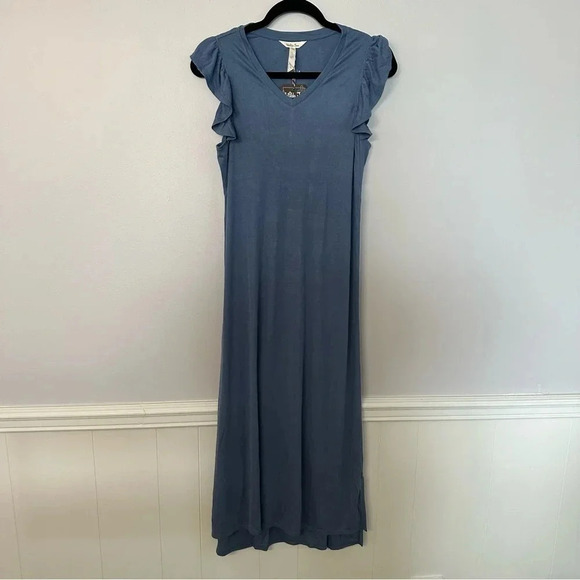 Matilda Jane Far Away Flutter Sleeve Blue-Gray Midi Sheath Dress Size Small NWT - Picture 3 of 16